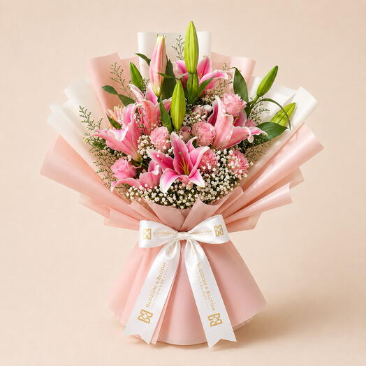 Blush Pink Lily & Rose Bouquet