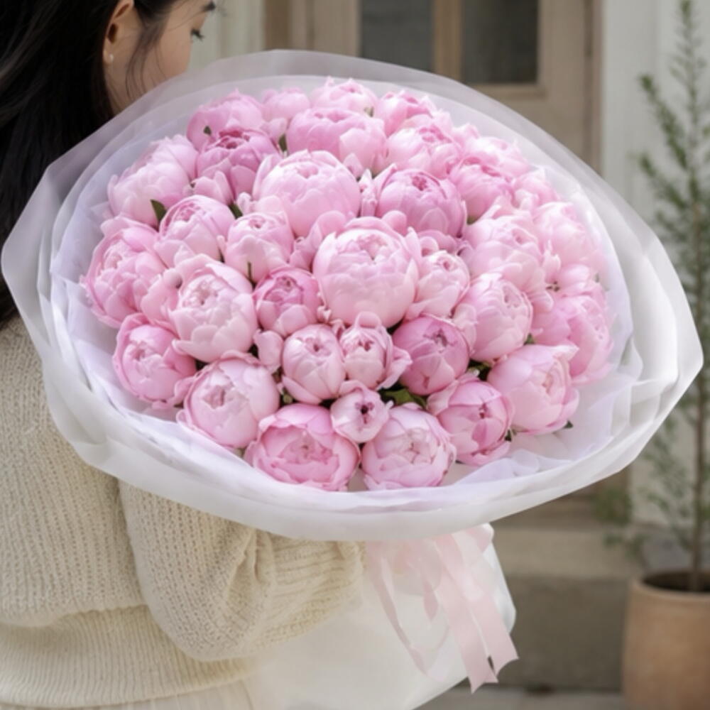 Luxury flowers Dubai — fifty-peony bouquet from our online flower shop